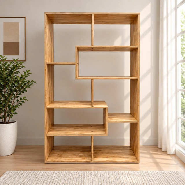 Giá sách gỗ cao su tự nhiên thiết kế hiện đại 80 x 1m5 