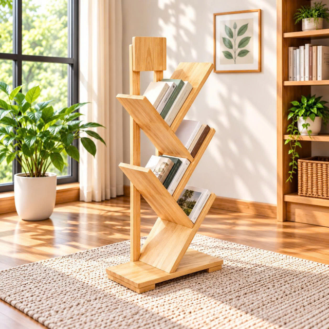 Kệ sách thiết kế hình xương cá 5 tay