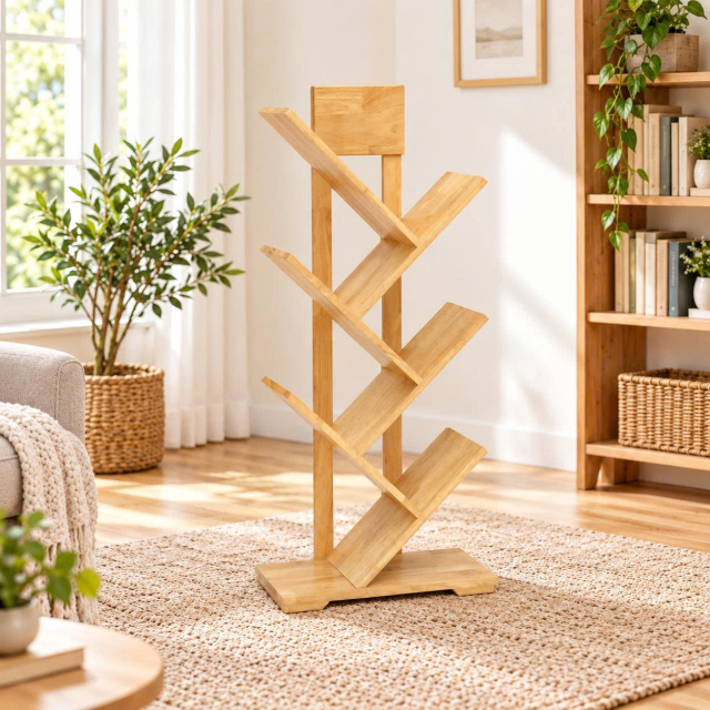 Kệ sách thiết kế hình xương cá 6 tay