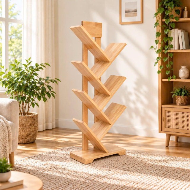 Kệ sách thiết kế hình xương cá 7 tay