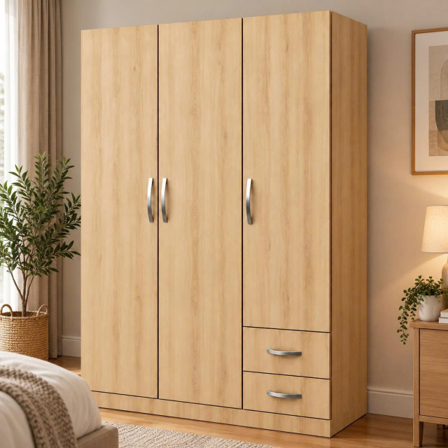 Tủ Quần Áo Gỗ MDF 3 Cánh 2 Ngăn Kéo – Mẫu Đẹp Giá Rẻ
